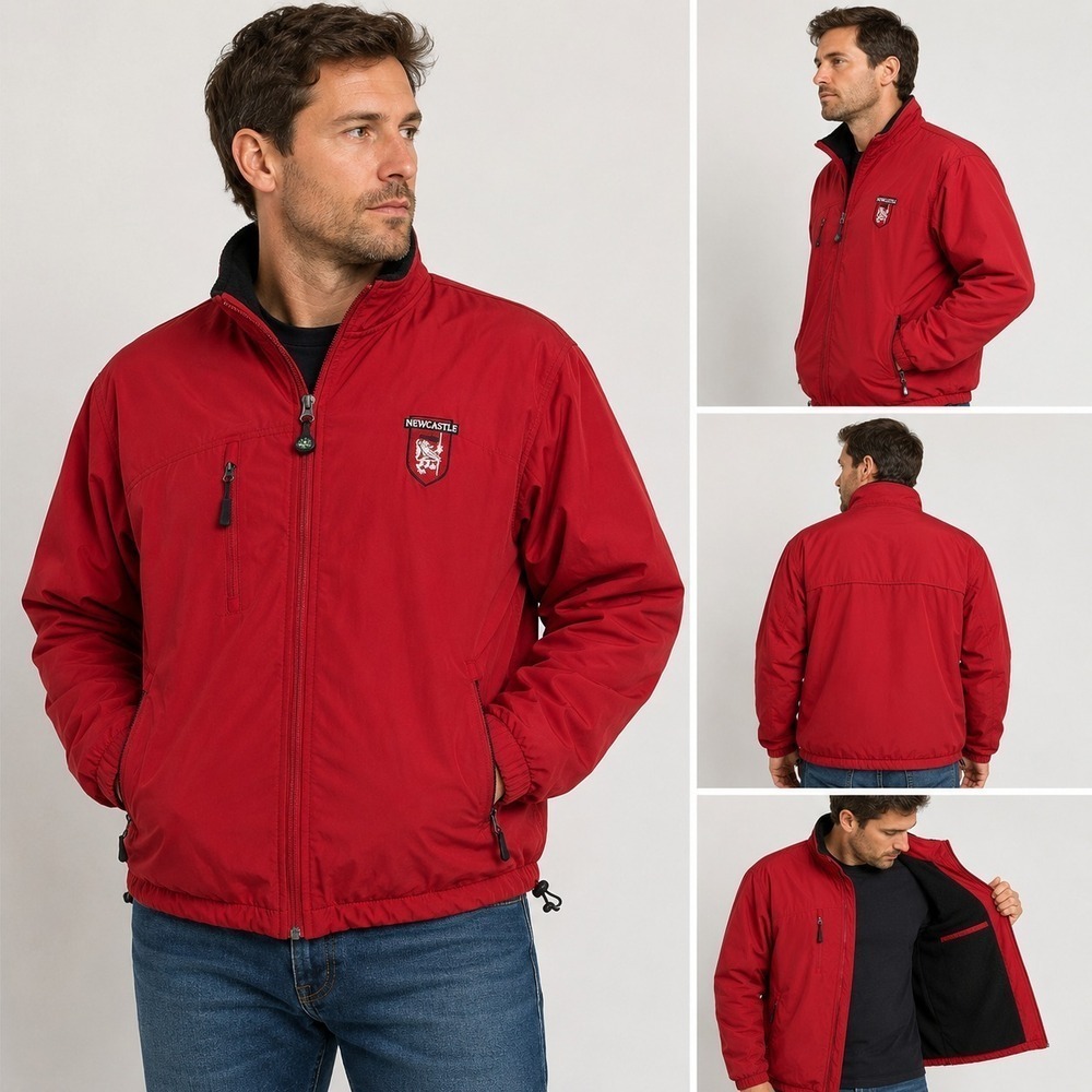Vintage Antigua Newcastle United Jacket XL Red Full Zip Water Resistant Taiwan